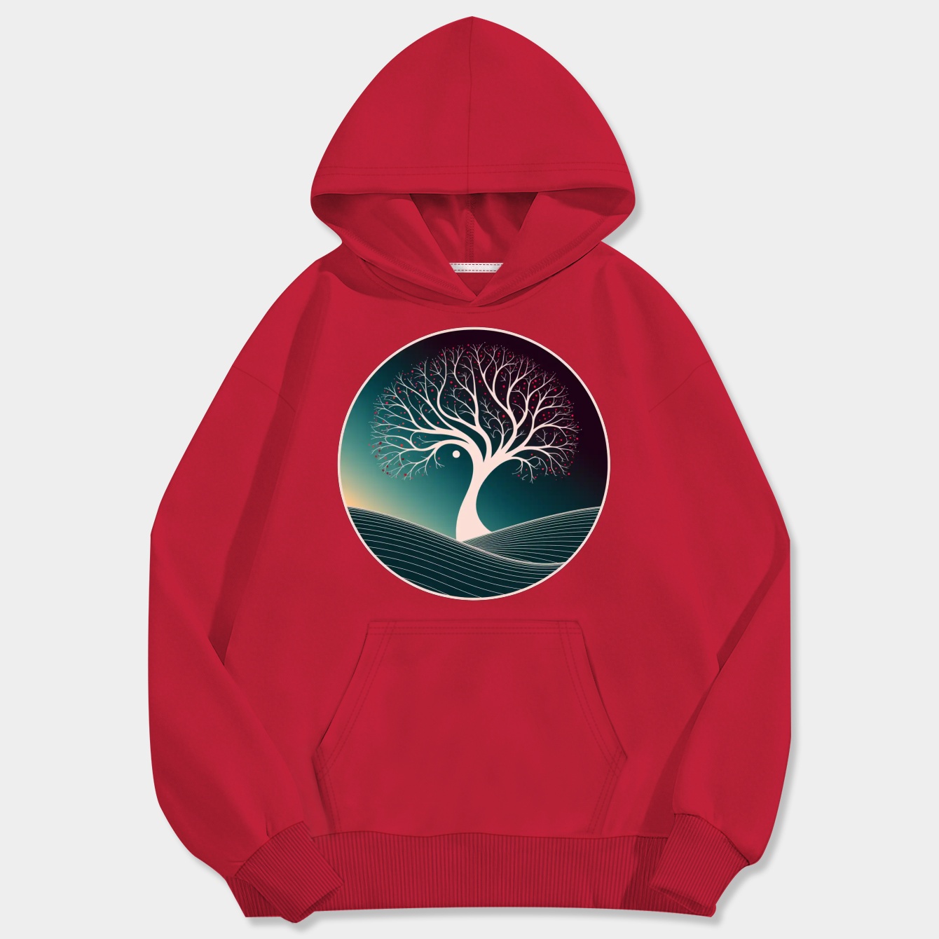 Winter Night Tree Landscape Men's Big & Tall Hoodie
