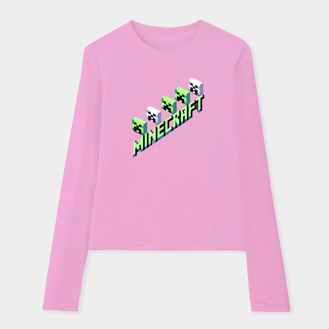 Minecraft Creeper Skeleton Heads Women's Soft Long Sleeve T-Shirt