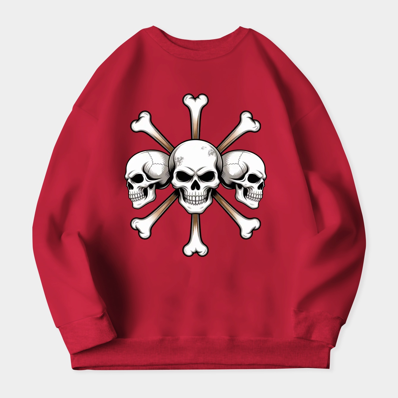 Black Beard Pirate Skull Emblem Women's Crewneck Sweatshirt