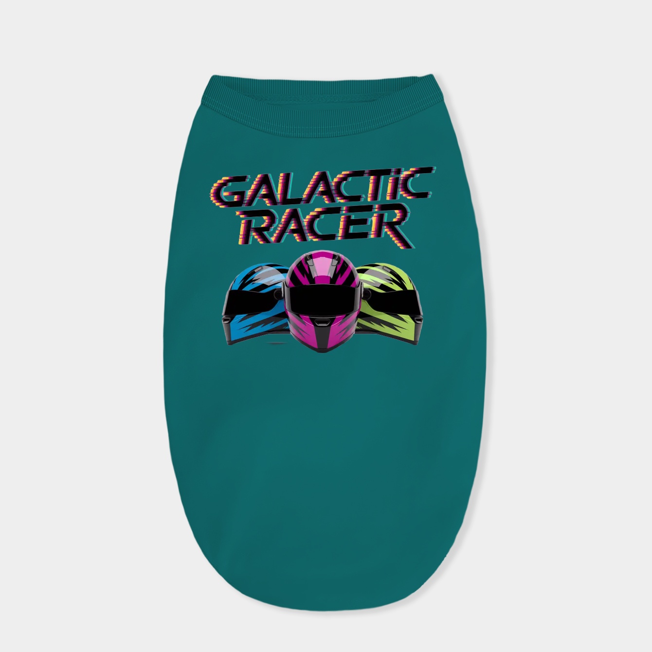 Glitch Neon Galactic Racing Helmets Dog Shirt