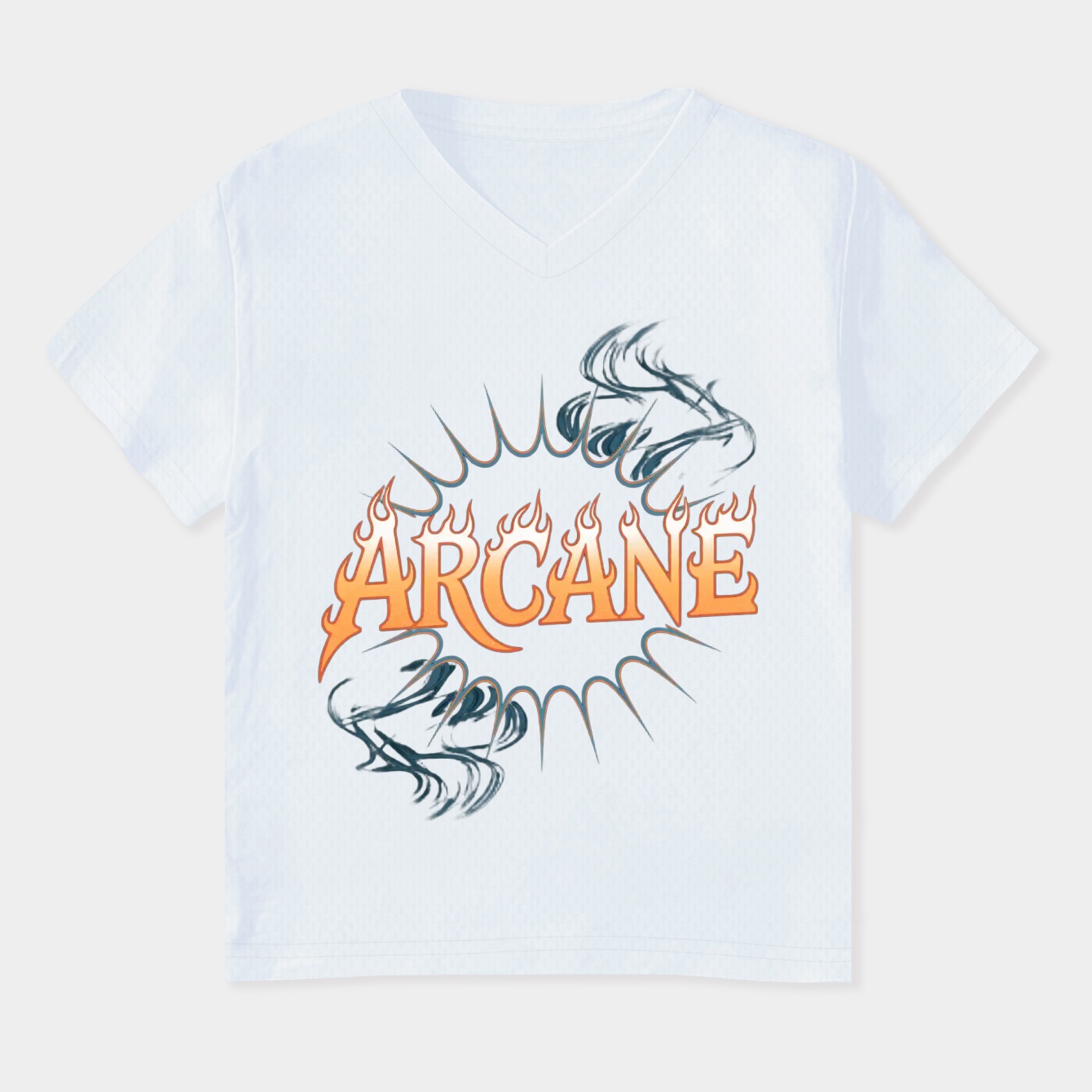 ARCANE Psychedelic Flame Typography Women's Plus Size V-Neck T-Shirt