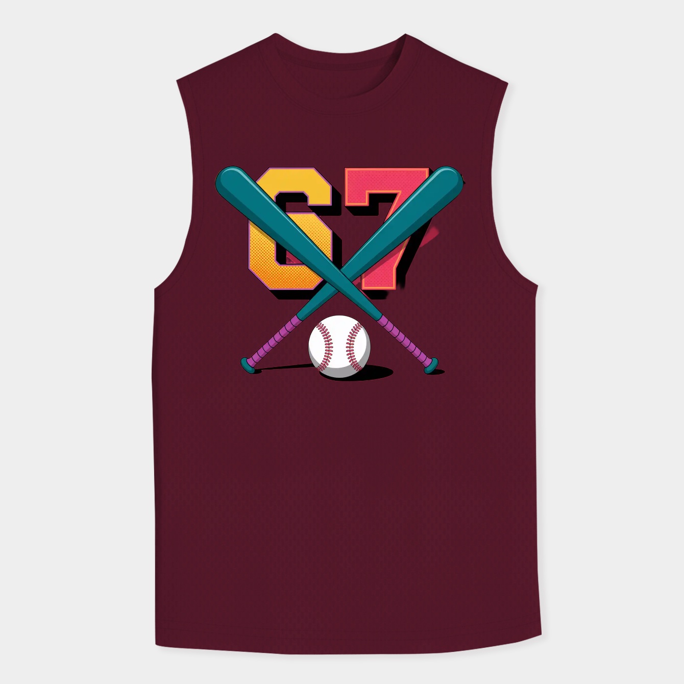 67 Meme Baseball Design Men's Tank Top
