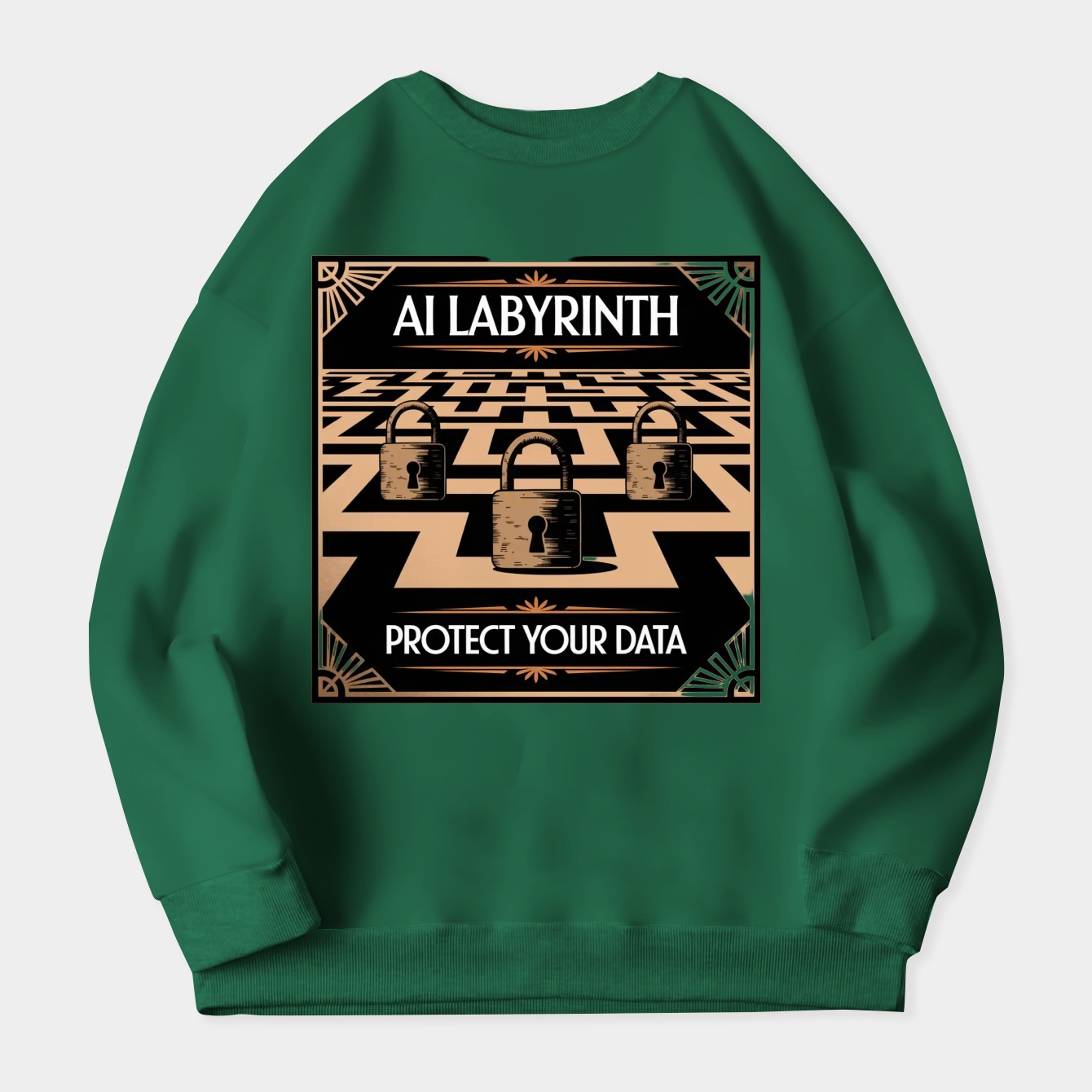 AI Labyrinth: Secure Your Data Women's Crewneck Sweatshirt