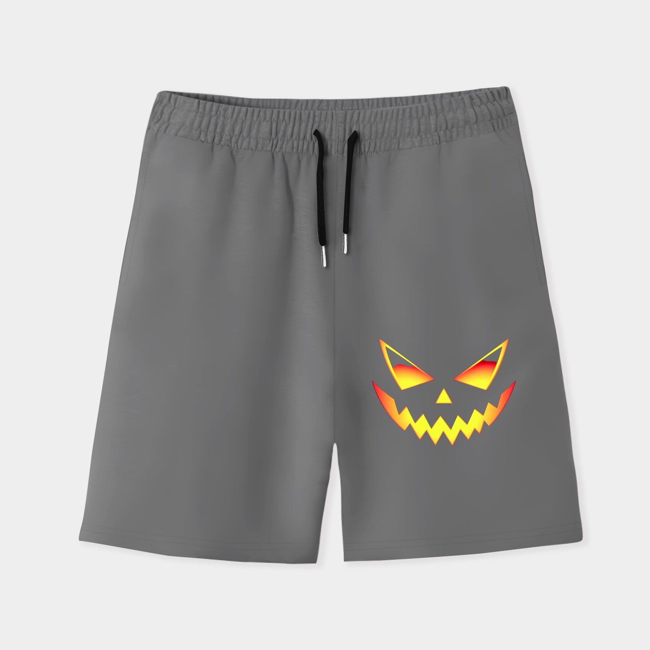 Glowing Pumpkin Face Design Men's Quick-Dry Athletic Shorts