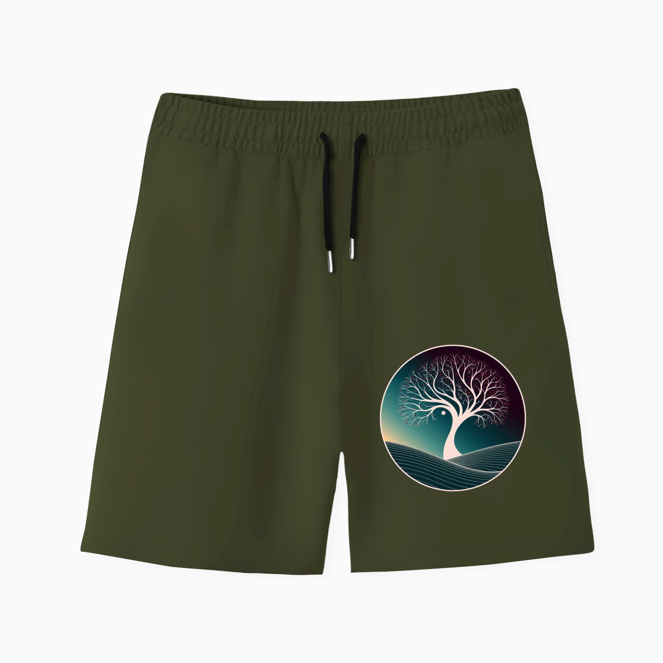 Winter Night Tree Landscape Men's Quick-Dry Athletic Shorts