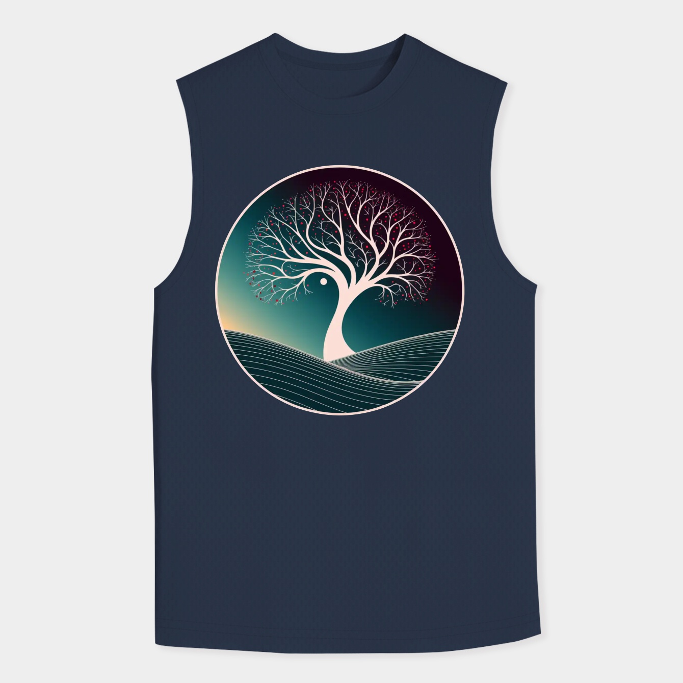 Winter Night Tree Landscape Men's Big & Tall Tank Top