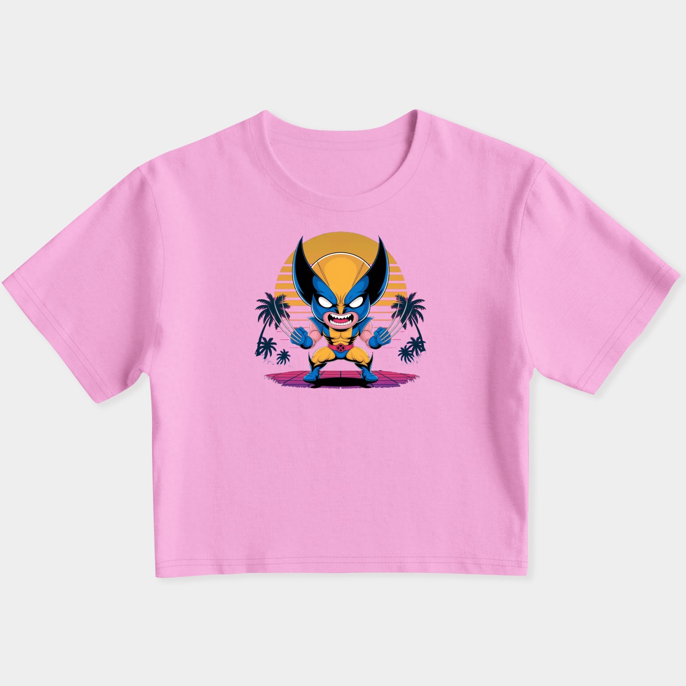 wolverine chibi neon sunset Women's Slim Fit Baby Tee