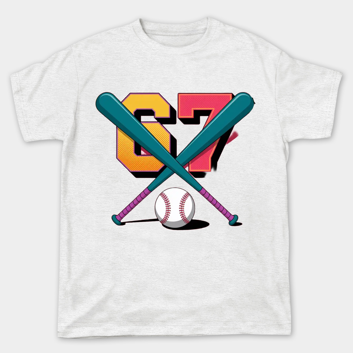 67 Meme Baseball Design Women's Plus Size T-shirt