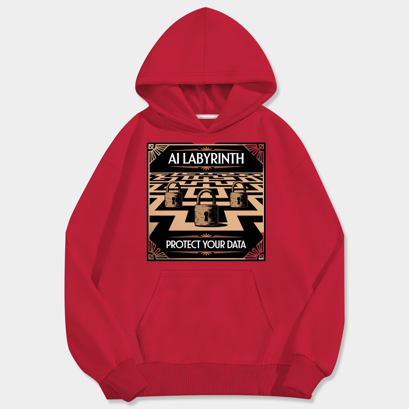AI Labyrinth: Secure Your Data Men's Big & Tall Hoodie