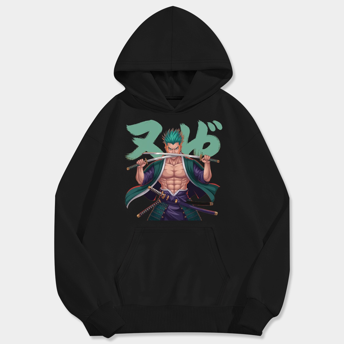 zoro swordsman anime style Men's Big & Tall Hoodie