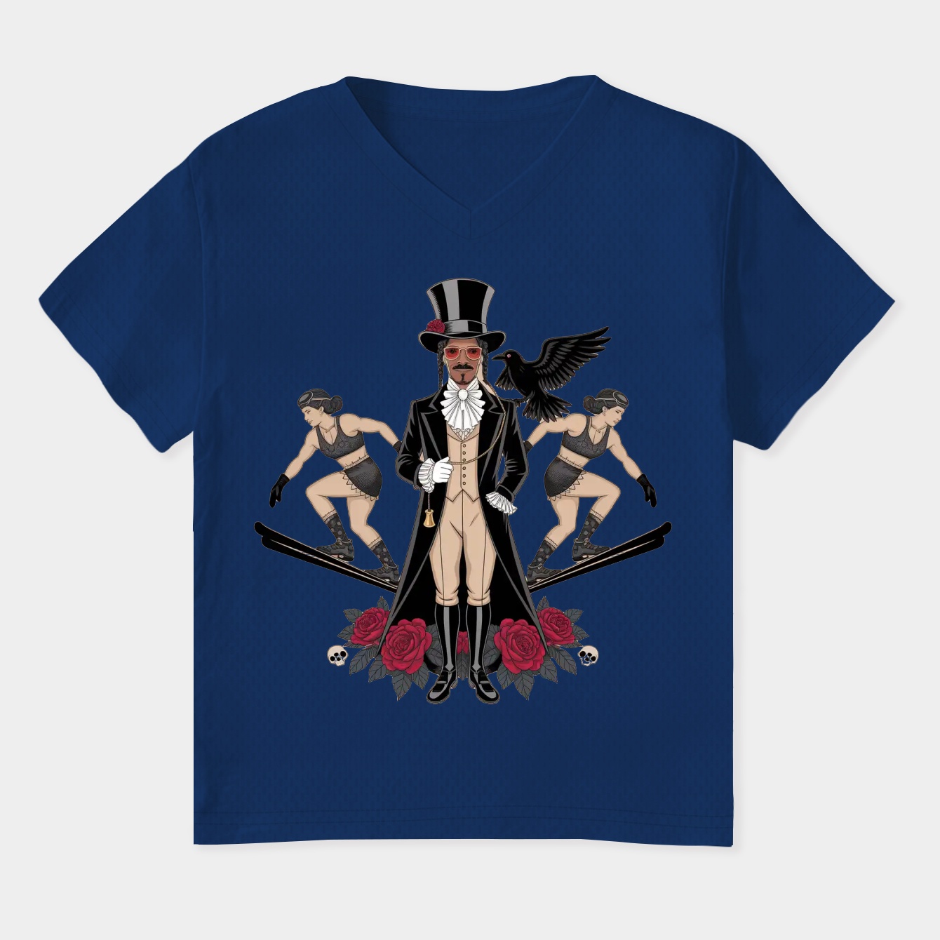 Coachin’ with Style: Gothic Winter Women's Plus Size V-Neck T-Shirt