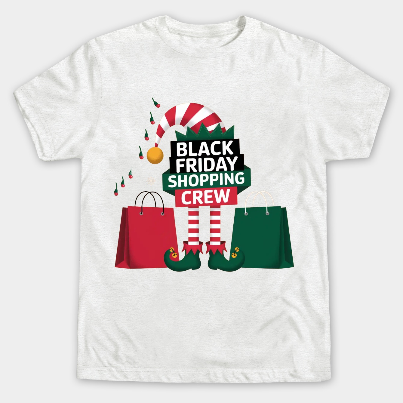 Elf Christmas Black Friday Shopping Crew Xmas Men's Big & Tall T-shirt