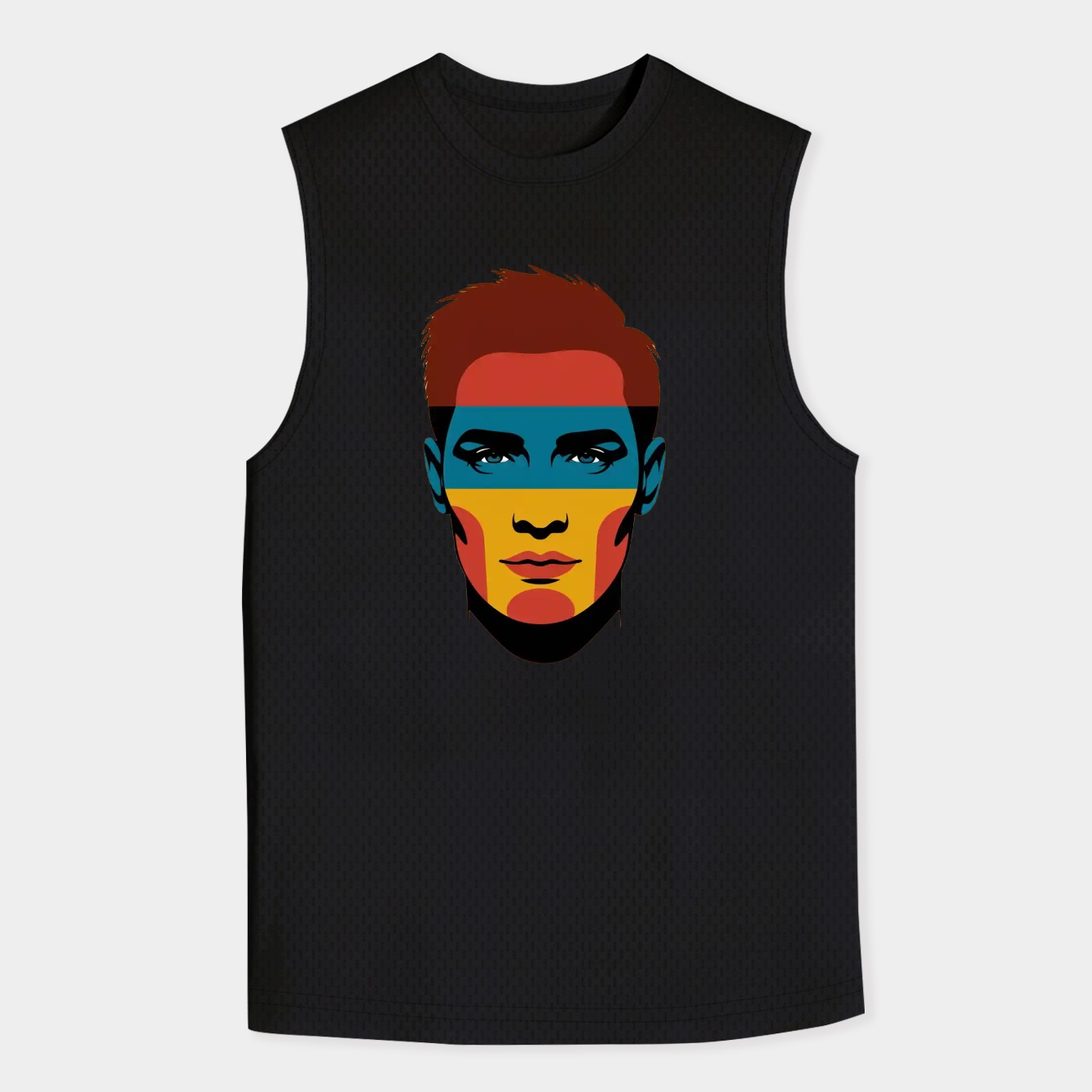Color Blocked Face Portrait Men's Big & Tall Tank Top