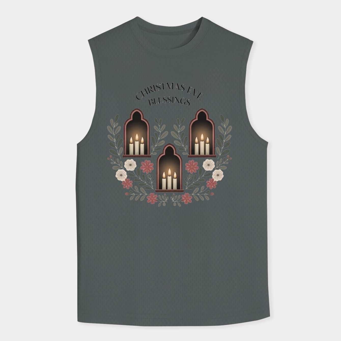 Christmas Eve Candlelit Windows Men's Big & Tall Tank Top