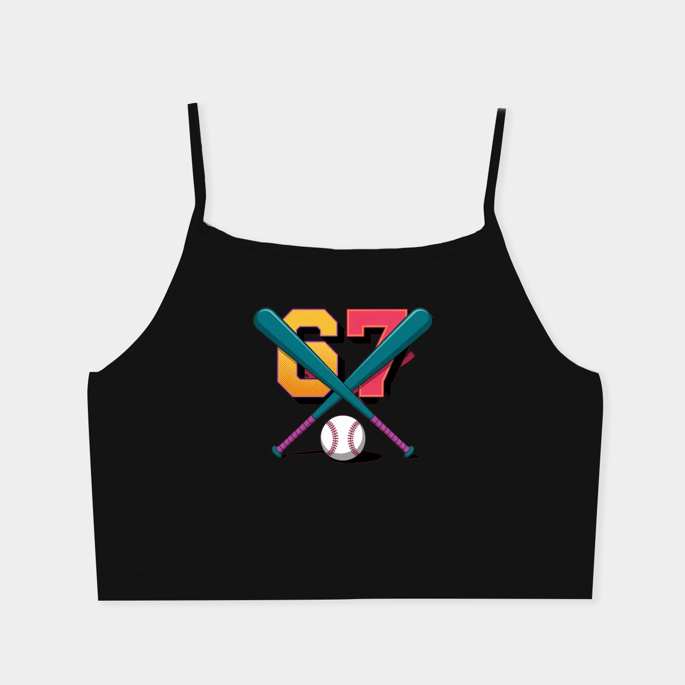67 Meme Baseball Design Women's  Spaghetti Strap Tank Top