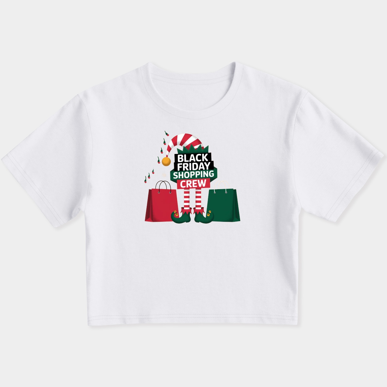 Elf Christmas Black Friday Shopping Crew Xmas Women's Slim Fit Baby Tee