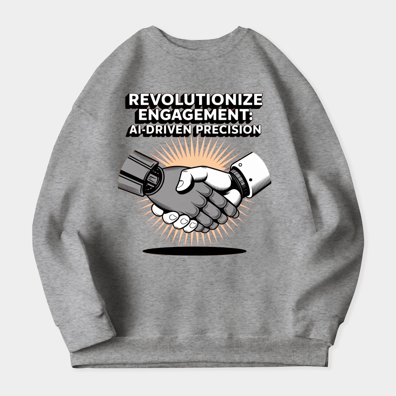 Retro AI Human Handshake Fusion Women's Crewneck Sweatshirt