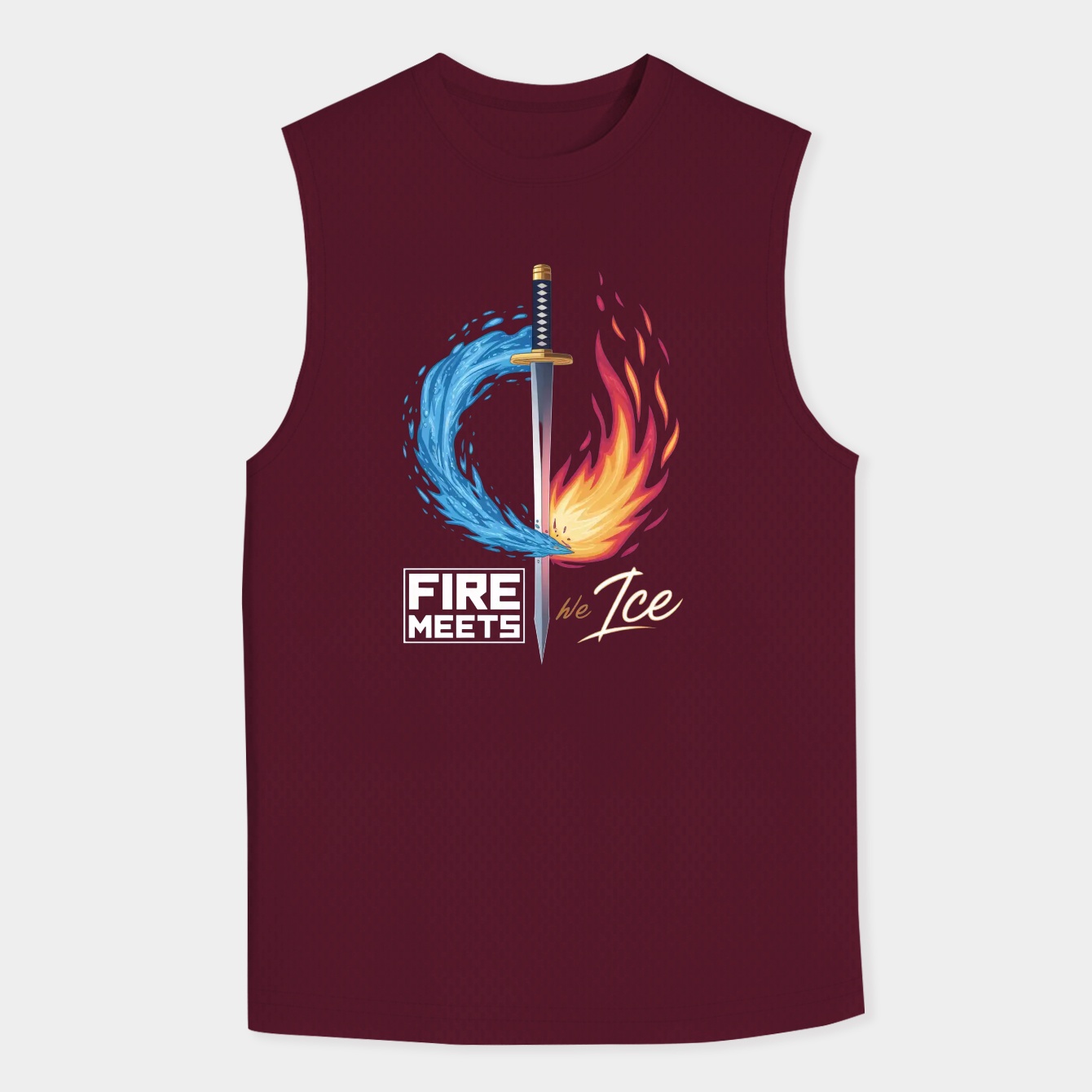 Demon Slayer Sword – Fire Meets Ice Katana Men's Tank Top
