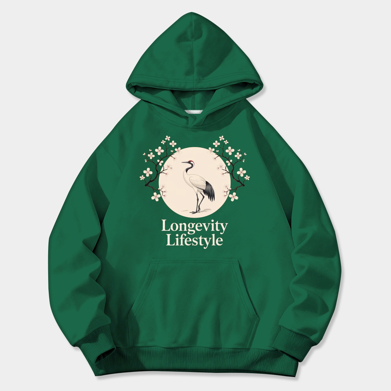 Longevity Crane and Cherry Blossoms Women's Plus Size Hoodie