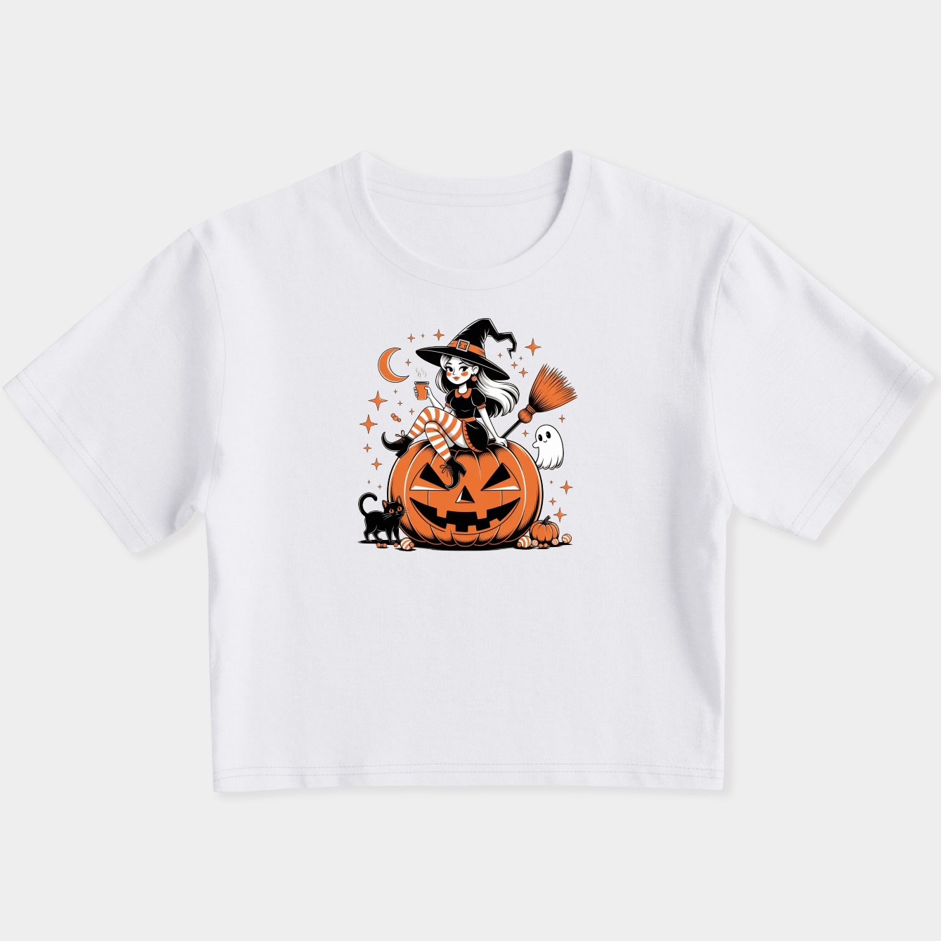 Basic Witch Halloween Vibes Women's Slim Fit Baby Tee