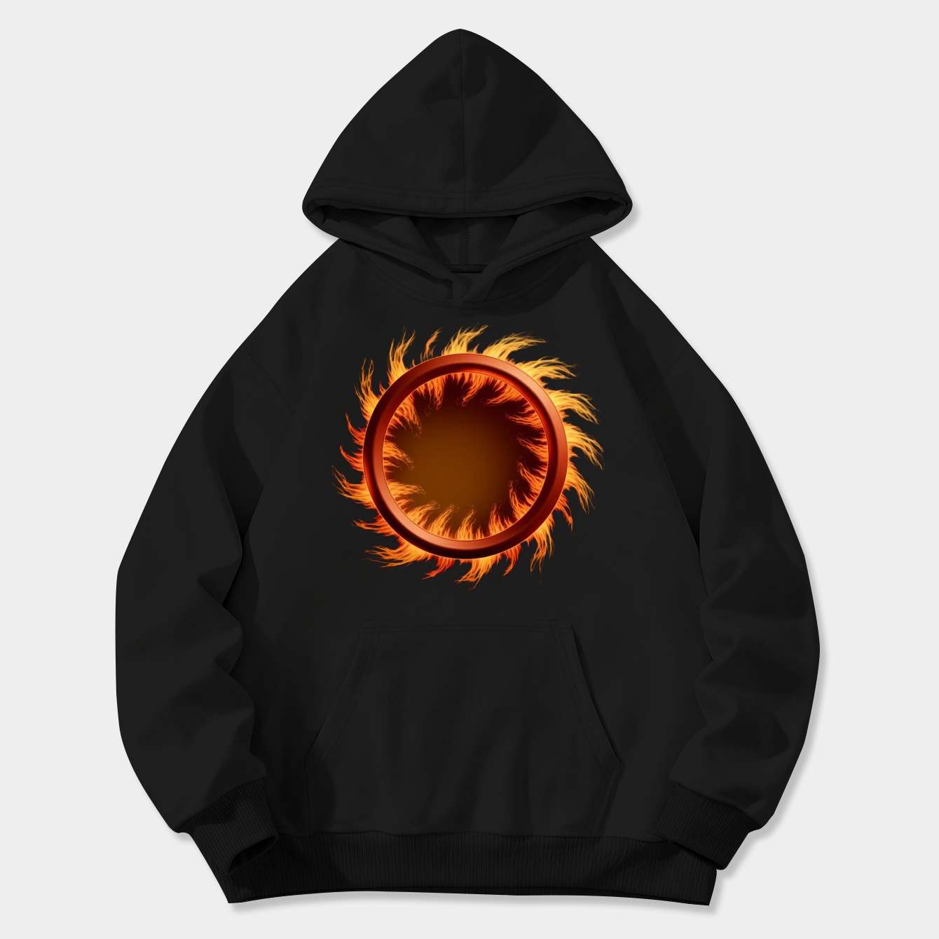 Flame Fire Circle Design Women's Plus Size Hoodie