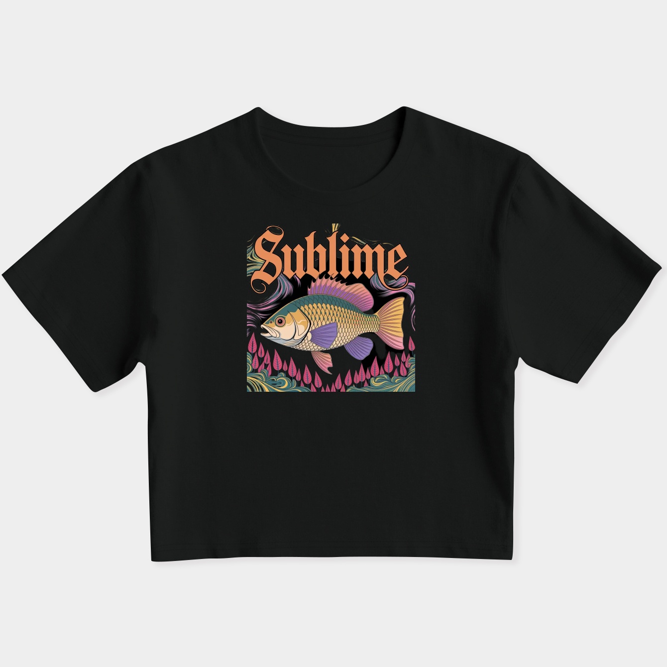 Sublime Psychedelic Fish Women's Slim Fit Baby Tee