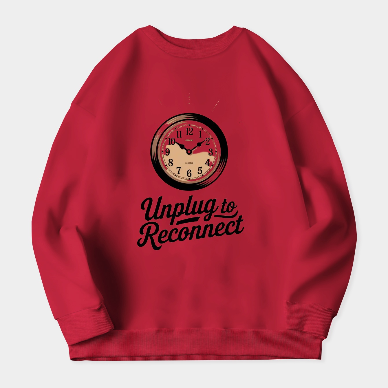 Unplug to Reconnect Retro Clock Women's Crewneck Sweatshirt