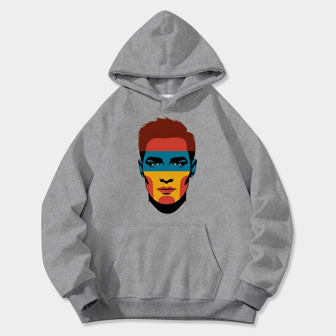 Color Blocked Face Portrait Women's Plus Size Hoodie