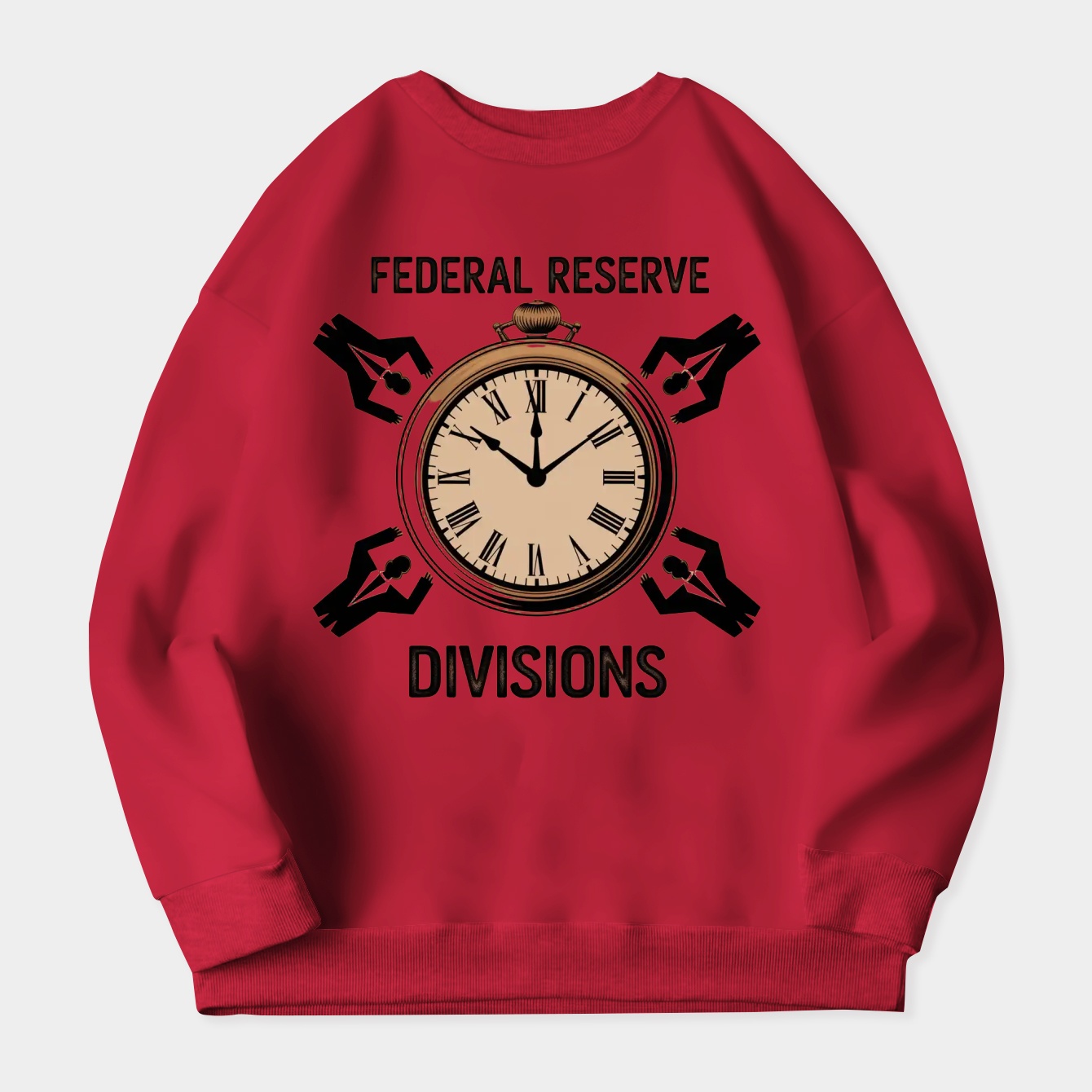 Federal Reserve Divisions Clock Women's Crewneck Sweatshirt