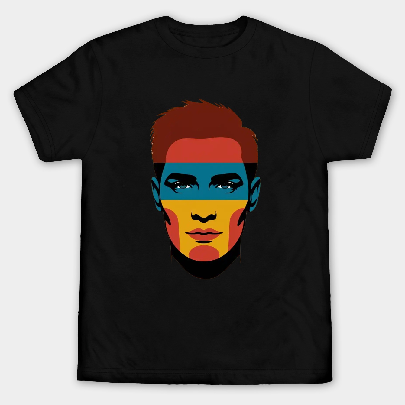 Color Blocked Face Portrait Men's Big & Tall T-shirt