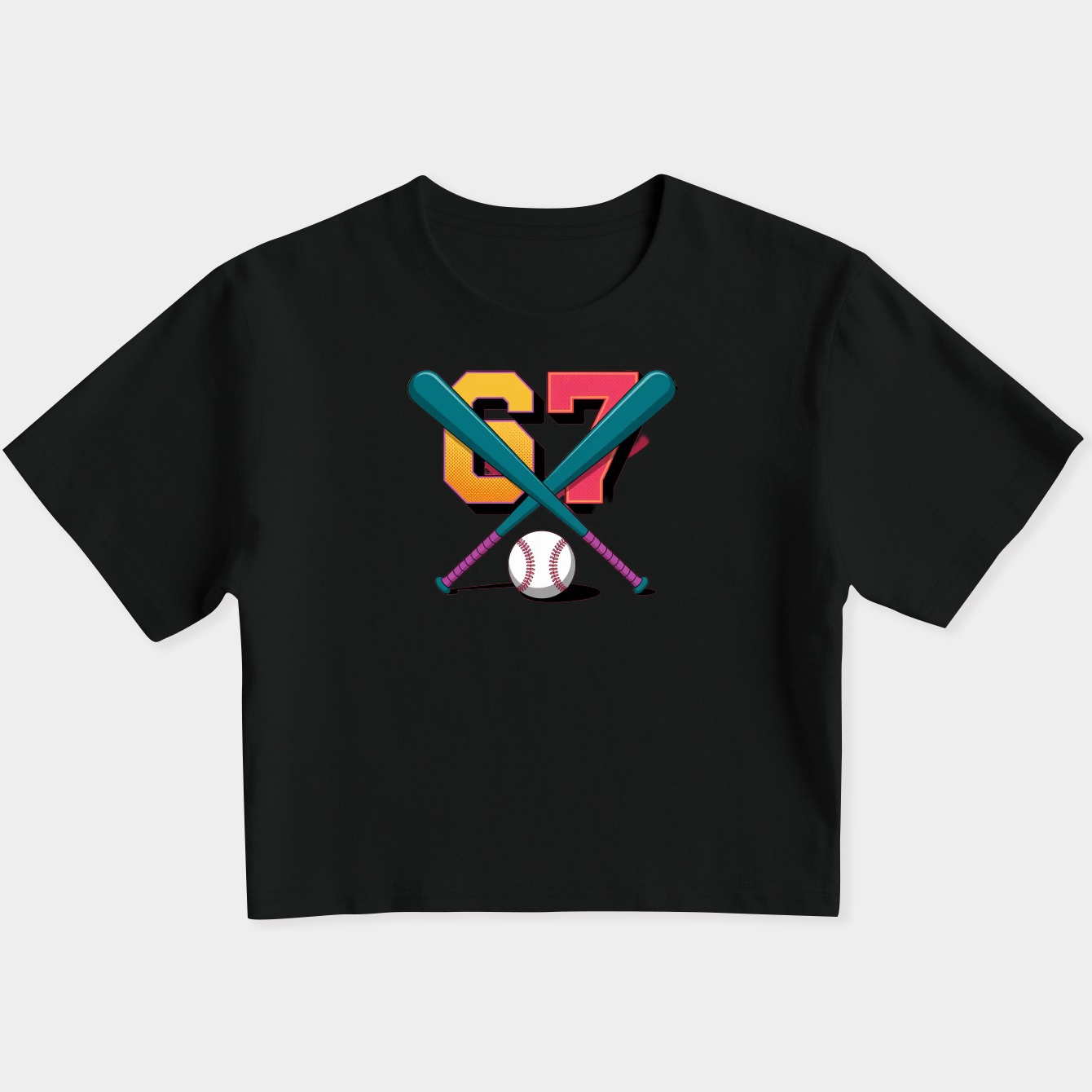 67 Meme Baseball Design Women's Slim Fit Baby Tee