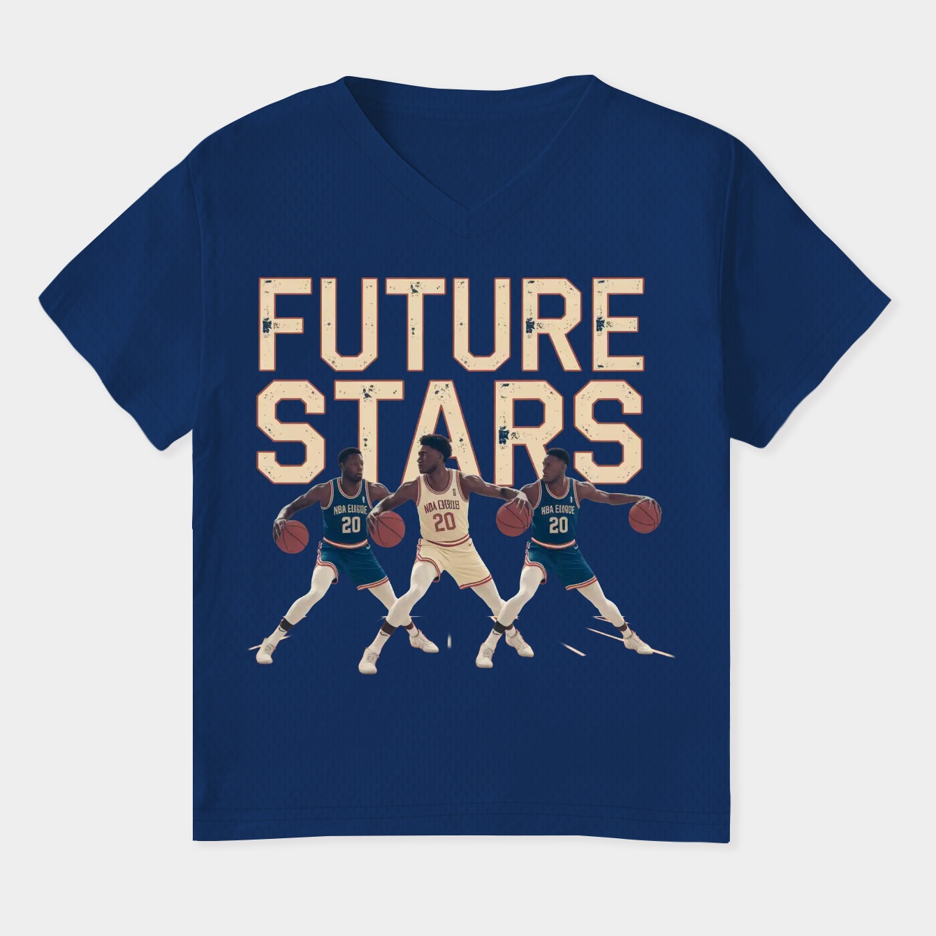 Future Stars Vintage Basketball Trio Women's Plus Size V-Neck T-Shirt