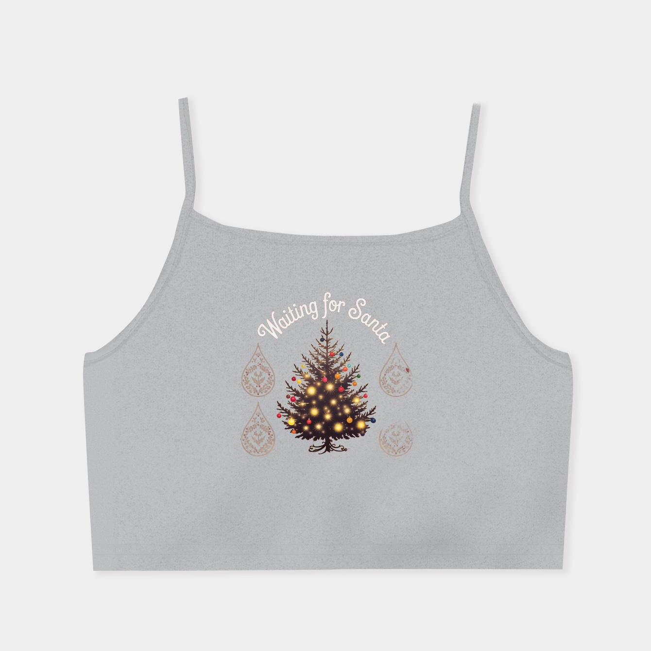 Waiting for Santa Christmas Tree Women's  Spaghetti Strap Tank Top