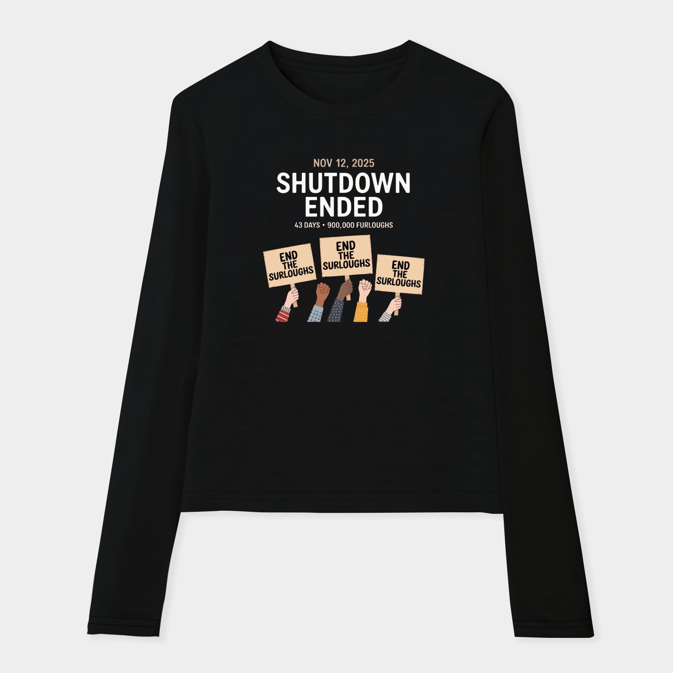 Shutdown Ended: 43 Days Strong Women's Soft Long Sleeve T-Shirt