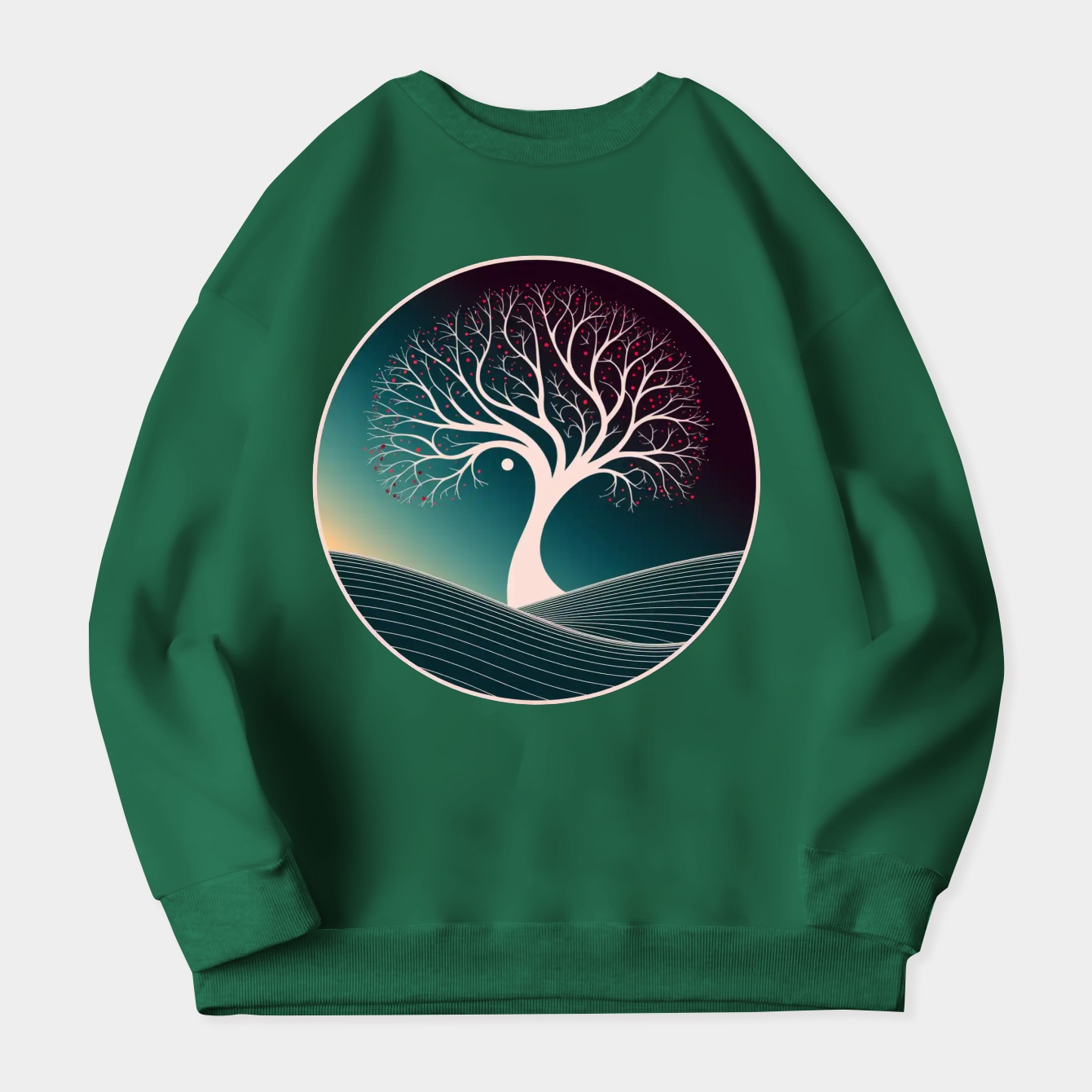 Winter Night Tree Landscape Women's Crewneck Sweatshirt
