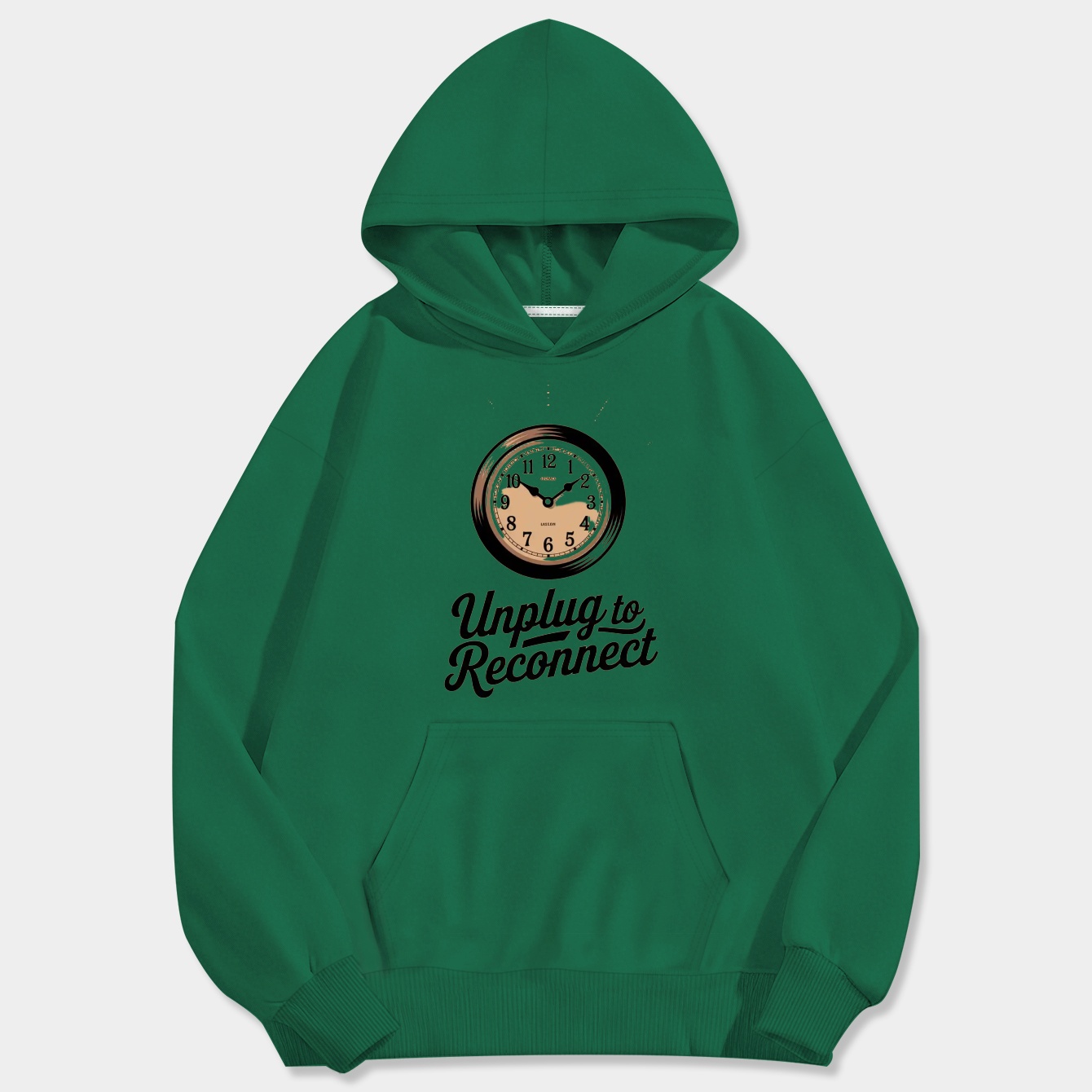 Unplug to Reconnect Retro Clock Men's Big & Tall Hoodie