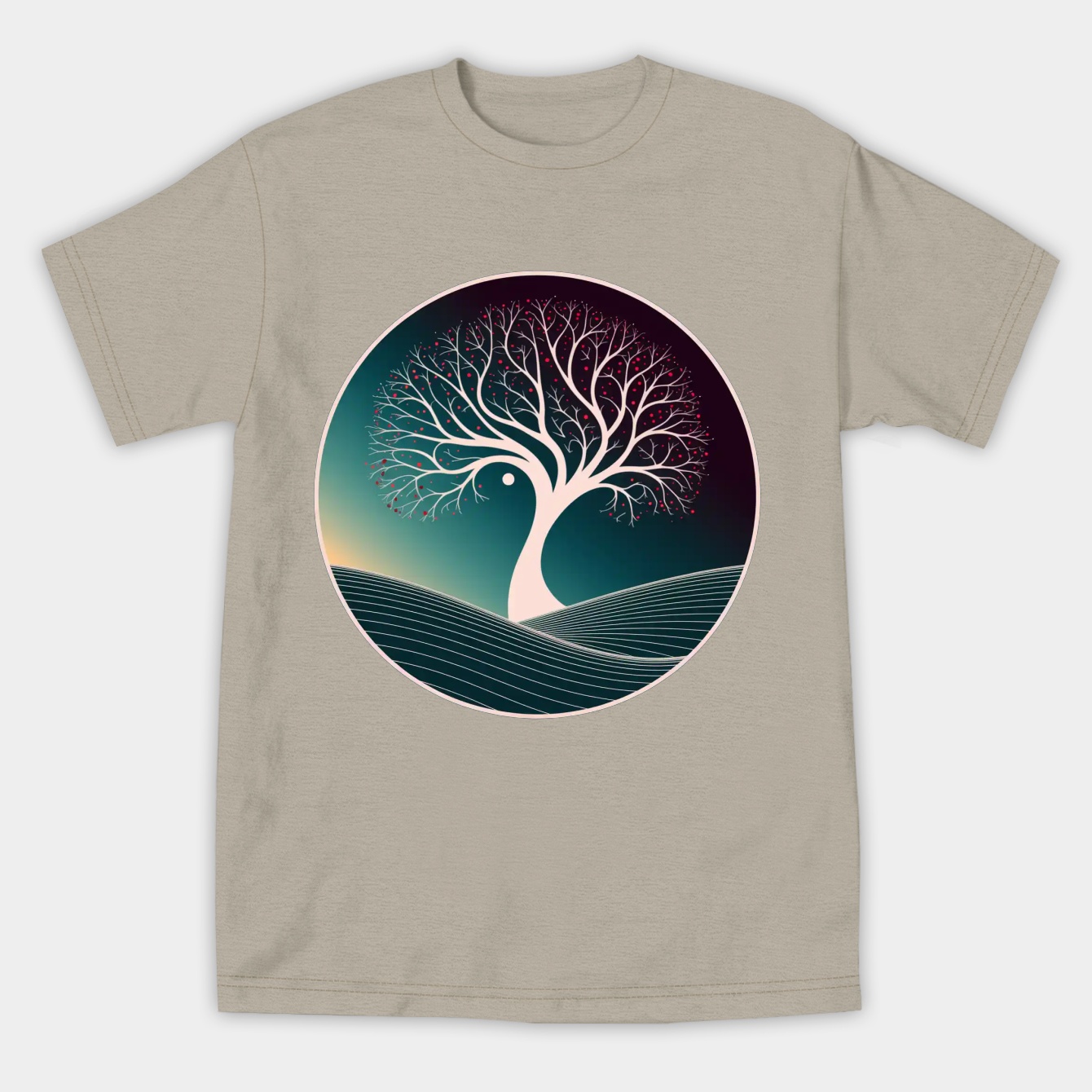 Winter Night Tree Landscape Women's Athletic Performance T-Shirt