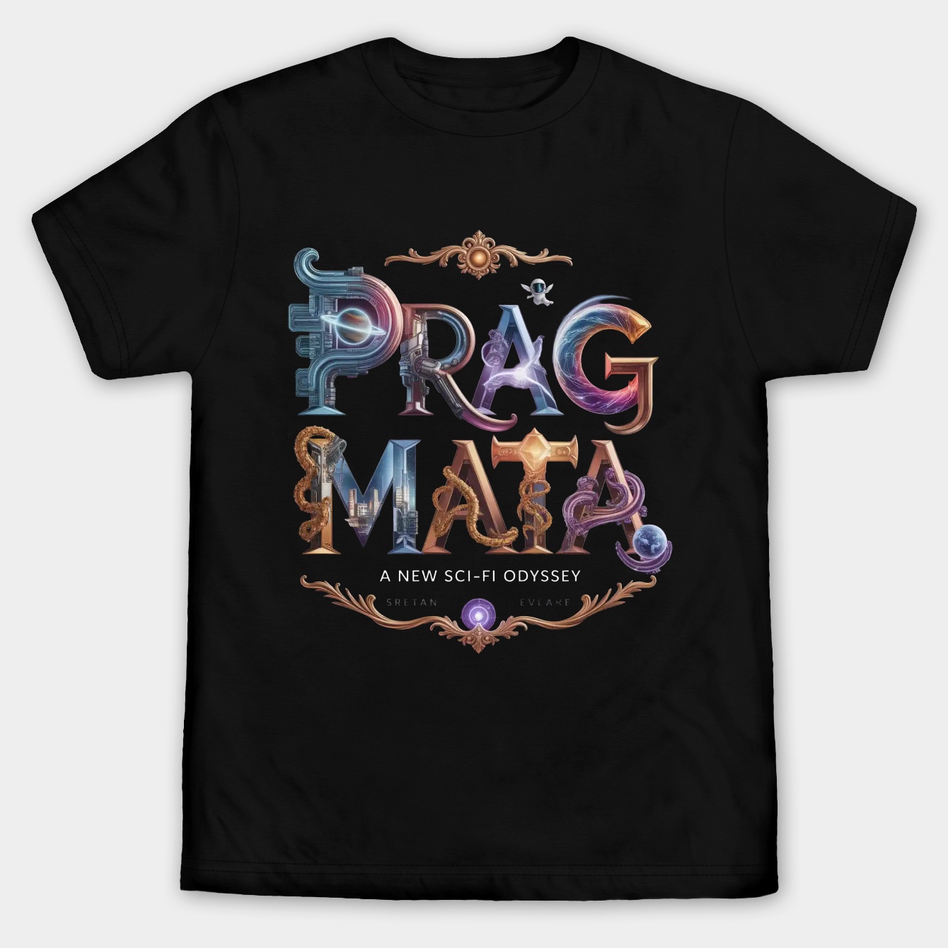 Baroque Sci-Fi Odyssey Lettering Men's Big & Tall T-shirt