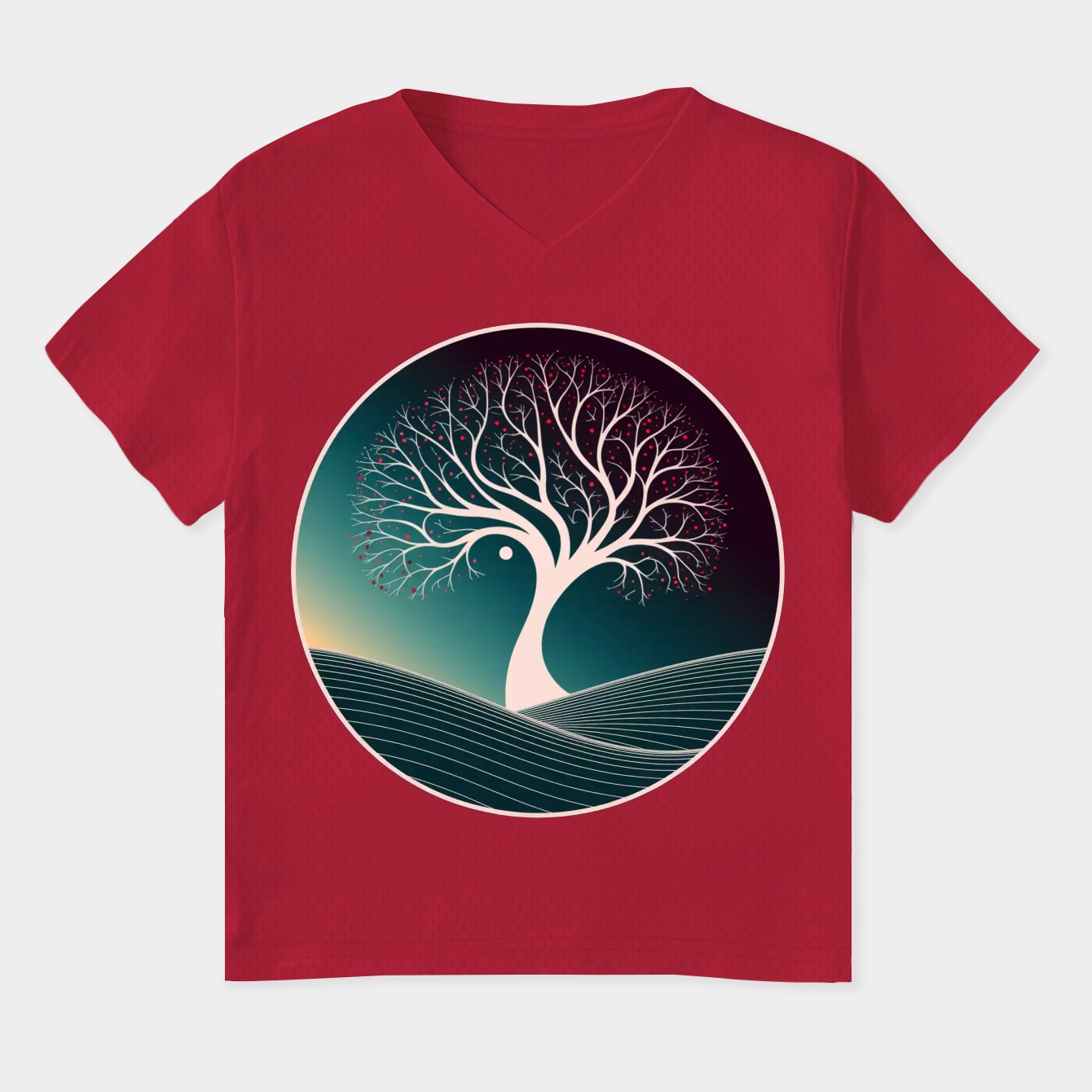 Winter Night Tree Landscape Women's Plus Size V-Neck T-Shirt