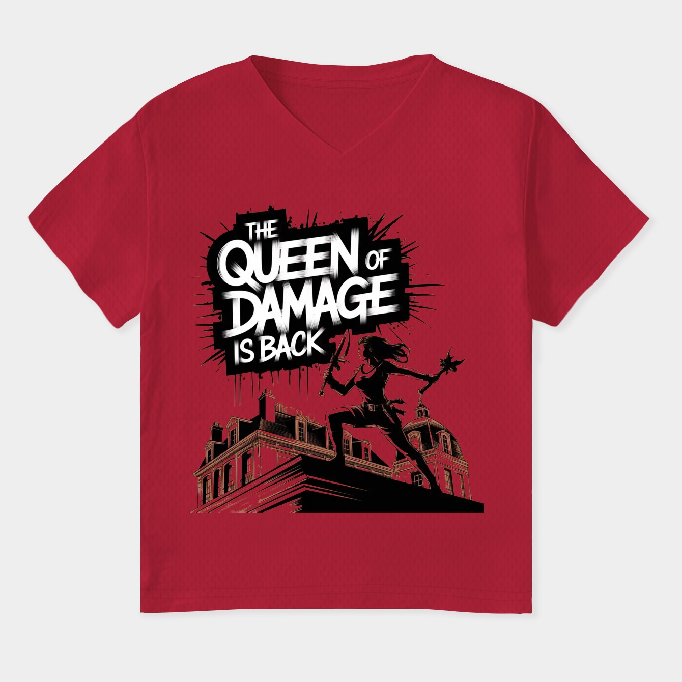 Queen of Damage Graffiti Reign Women's Plus Size V-Neck T-Shirt