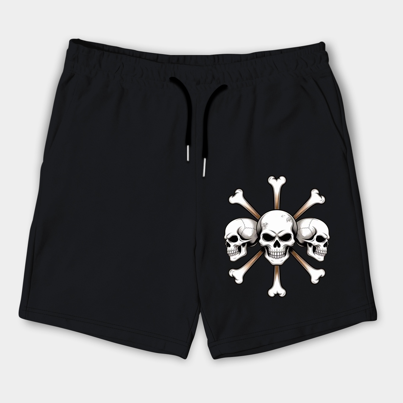Black Beard Pirate Skull Emblem Men's Shorts