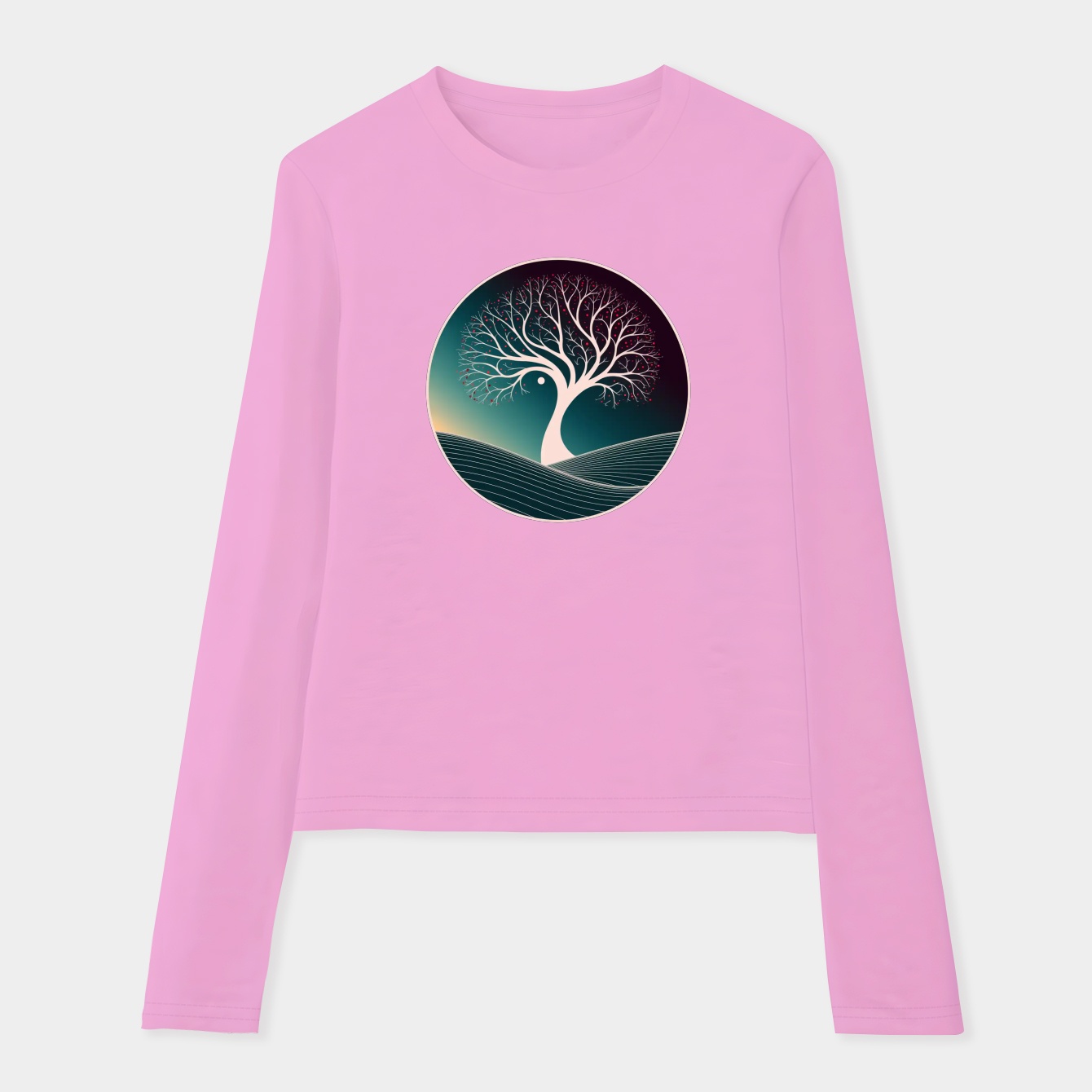 Winter Night Tree Landscape Women's Soft Long Sleeve T-Shirt