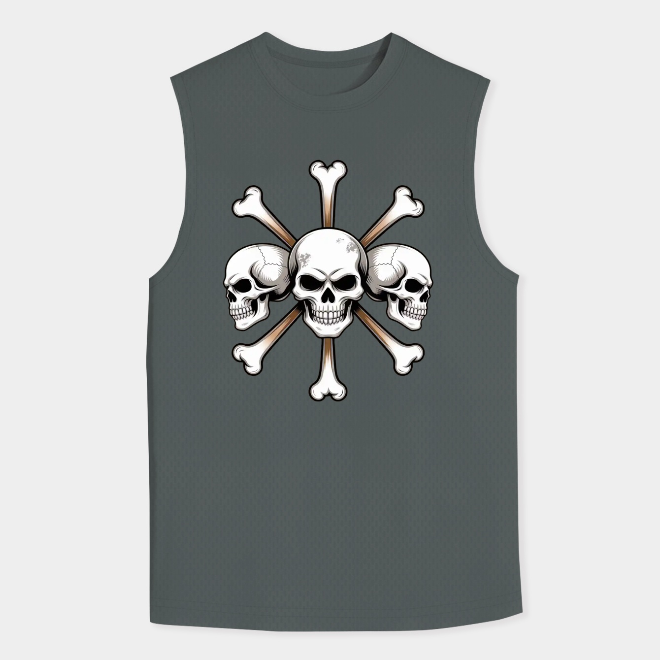 Black Beard Pirate Skull Emblem Men's Big & Tall Tank Top