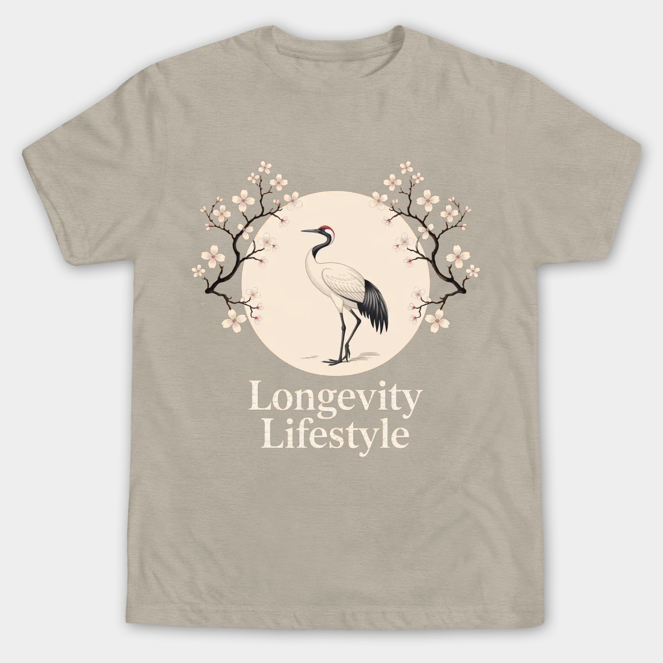 Longevity Crane and Cherry Blossoms Men's Big & Tall T-shirt