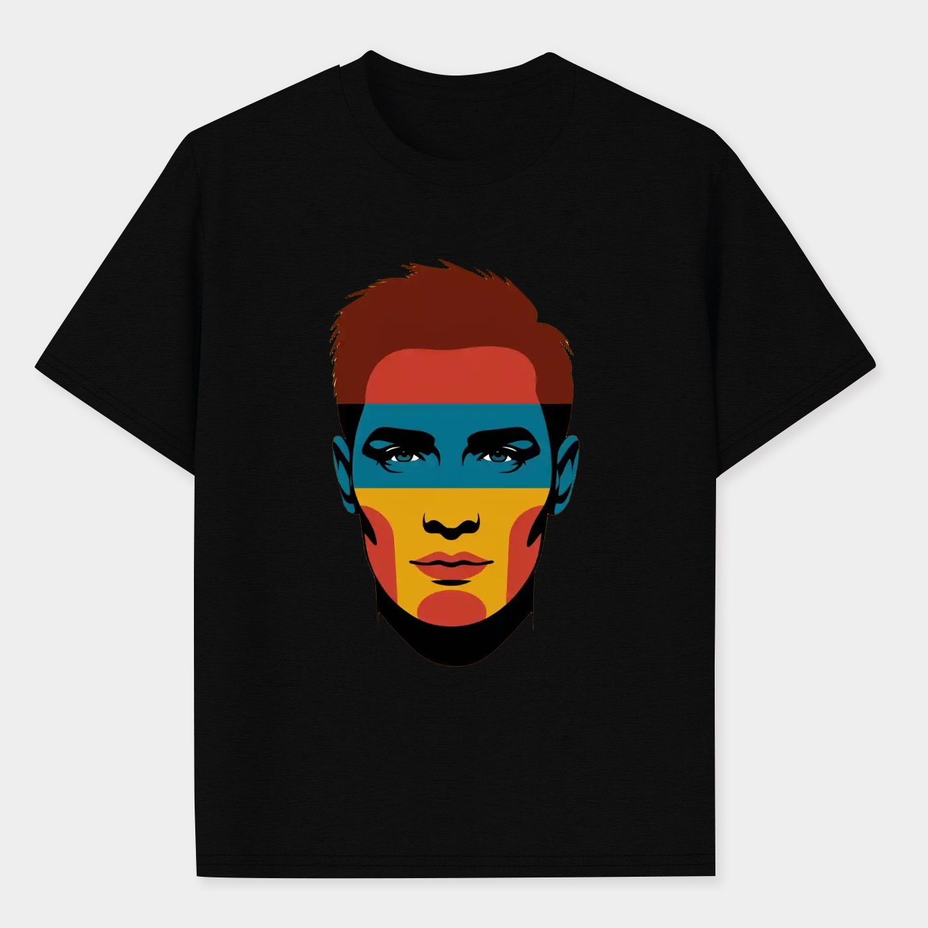 Color Blocked Face Portrait Men's Performance Athletic T-Shirt