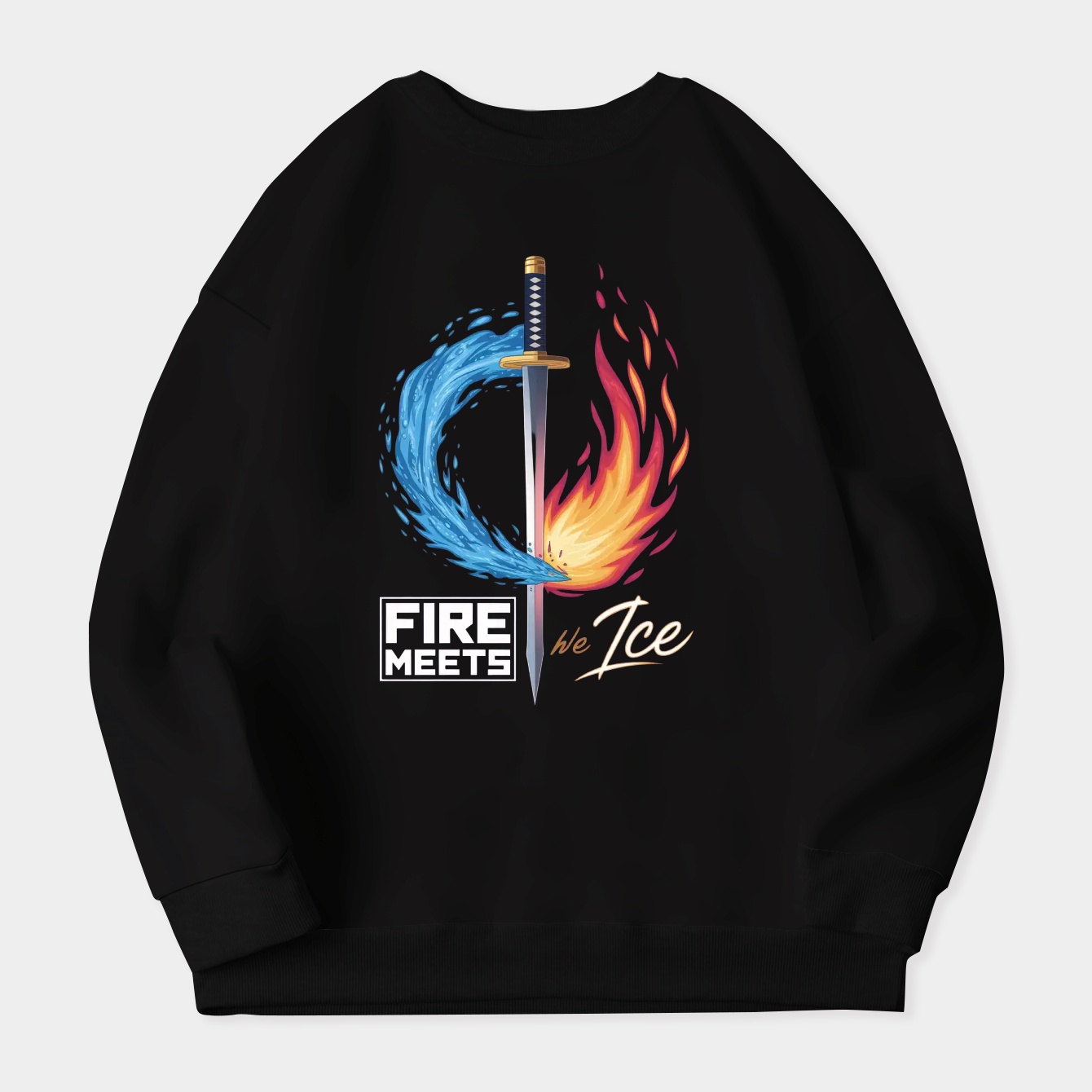 Demon Slayer Sword – Fire Meets Ice Katana Women's Crewneck Sweatshirt