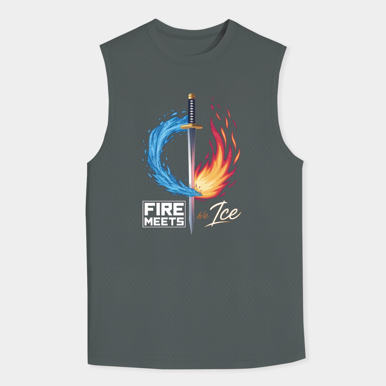 Demon Slayer Sword – Fire Meets Ice Katana Men's Big & Tall Tank Top