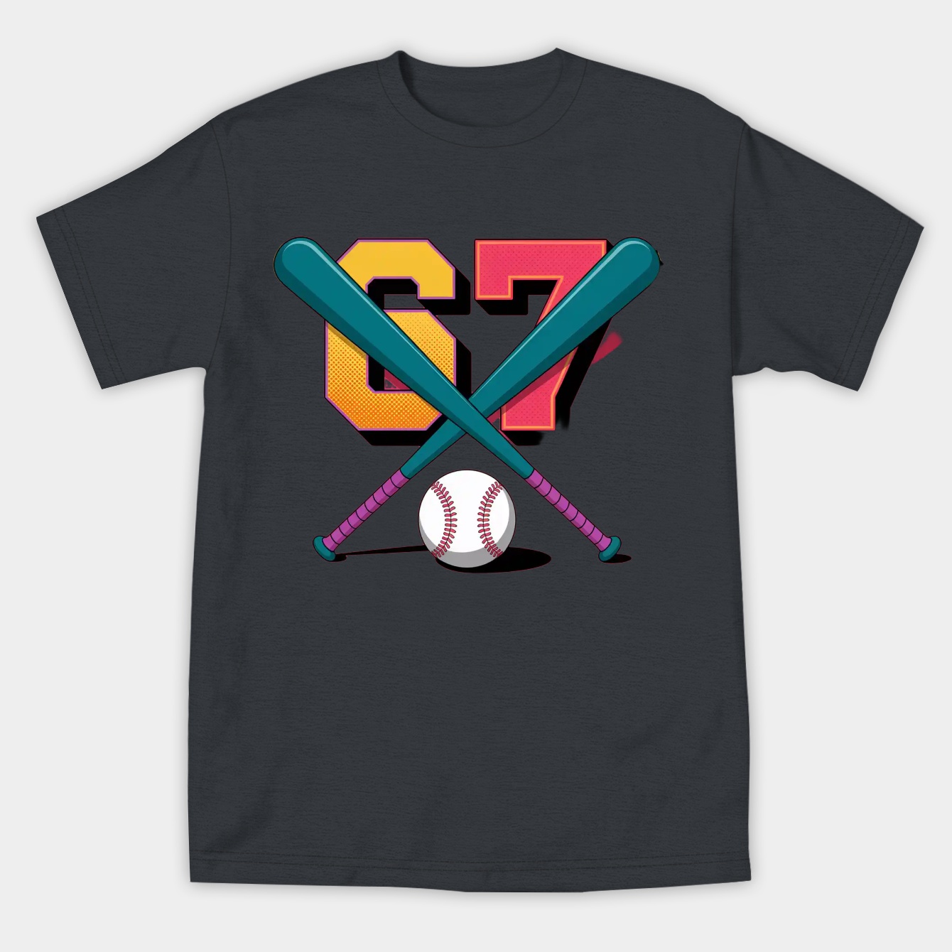 67 Meme Baseball Design Women's Athletic Performance T-Shirt