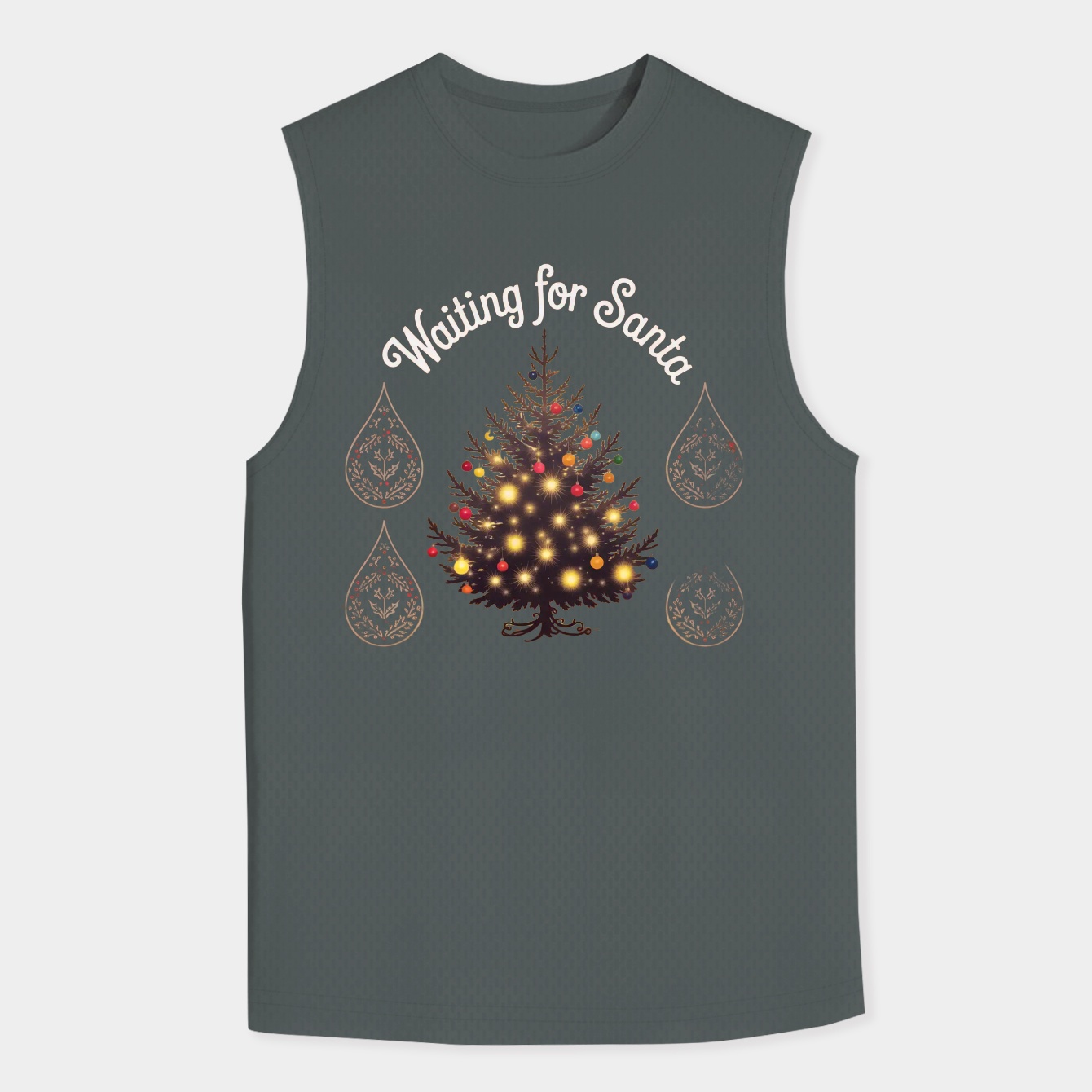 Waiting for Santa Christmas Tree Men's Big & Tall Tank Top