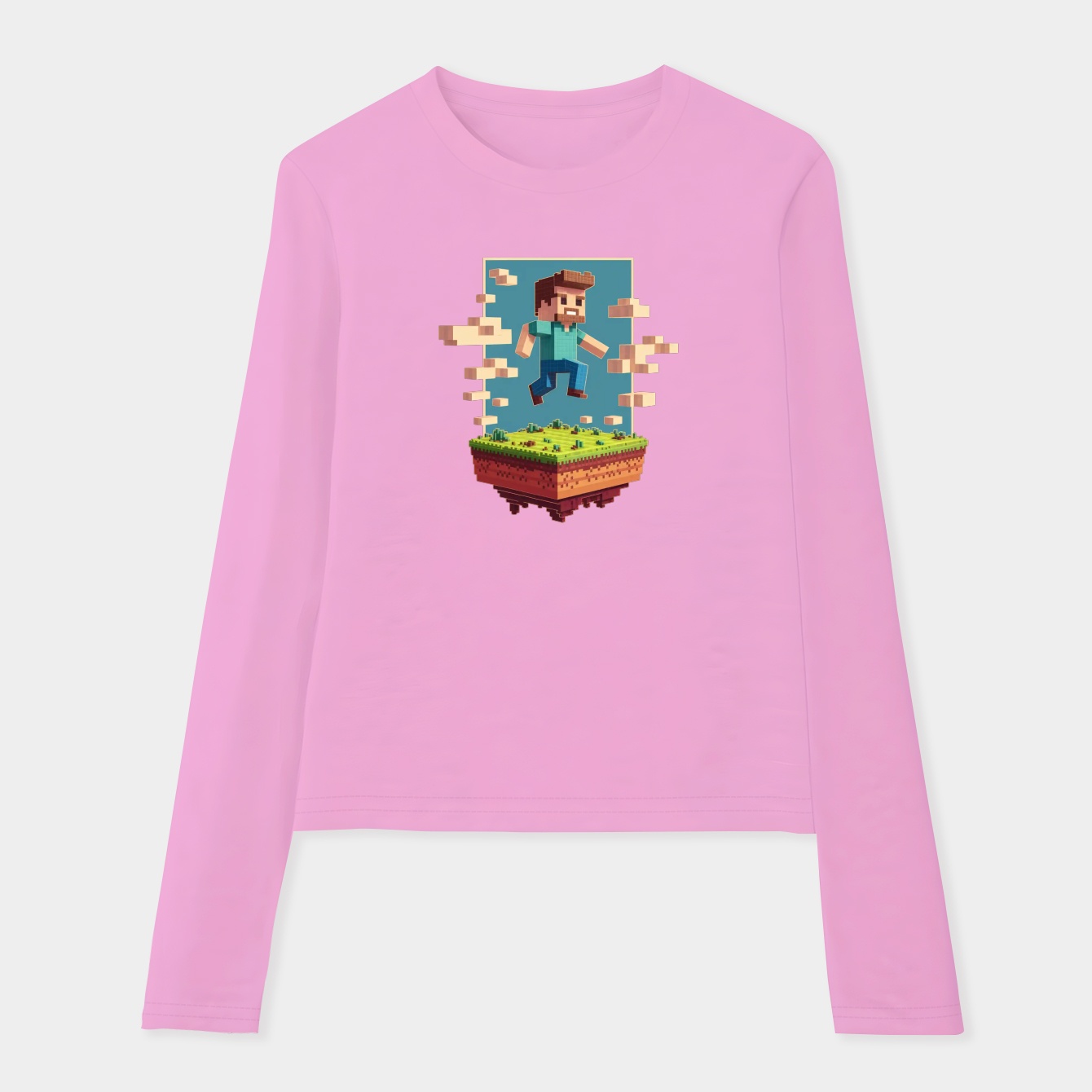 minecraft pixel adventure world Women's Soft Long Sleeve T-Shirt